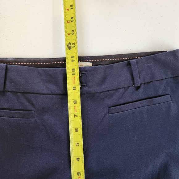 Anthropologie Essential Crop Flare Pants High Waisted Rise Navy Blue Stretch 12 - Picture 8 of 11